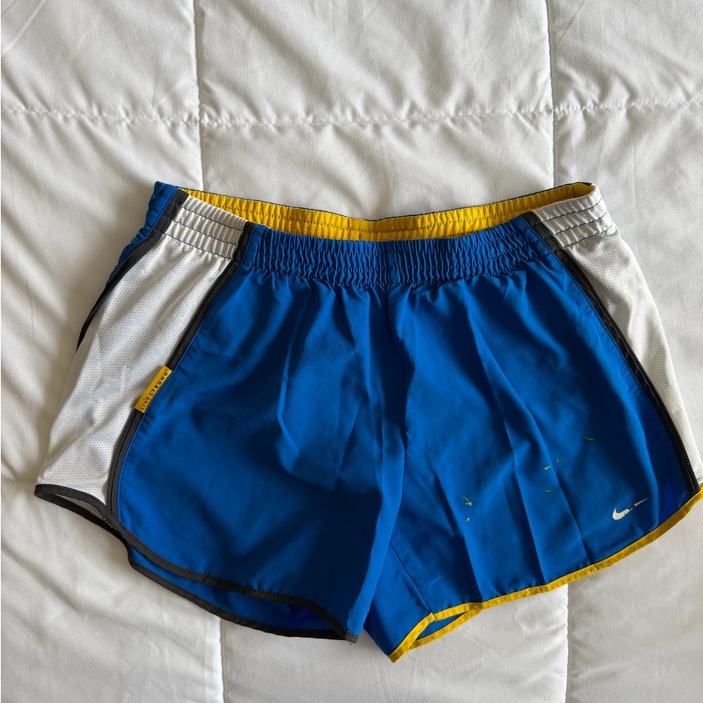 Nike Women's Athletic Shorts in Blue with White and Yellow Accents